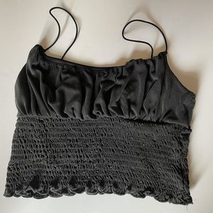 UO Emma Cupro Smocked Cami S black